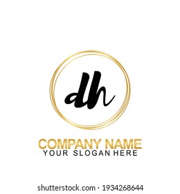 Handwriting Initial Logo Design Letter DH