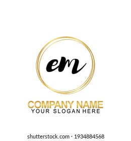 Handwriting Initial Logo Design Letter EM