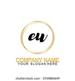 Handwriting Initial Logo Design Letter EU