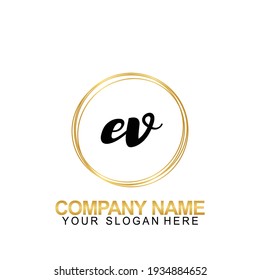 Handwriting Initial Logo Design Letter EV