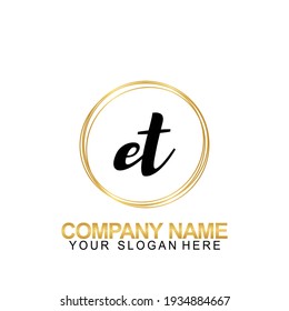 Handwriting Initial Logo Design Letter ET