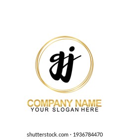 Handwriting Initial Logo Design Letter GJ