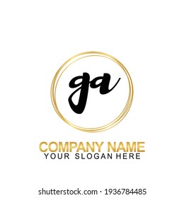 Escritura a mano Letra de diseño del logotipo inicial GA