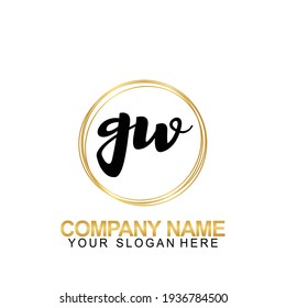 Handwriting Initial Logo Design Letter GW