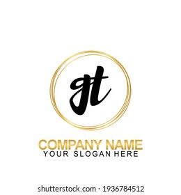 Handwriting Initial Logo Design Letter GT