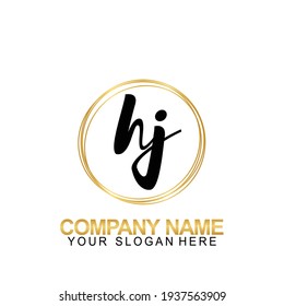 Handwriting Initial Logo Design Letter HJ