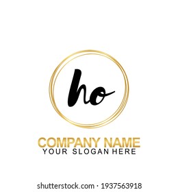 Handwriting Initial Logo Design Letter HO