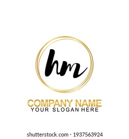 Handwriting Initial Logo Design Letter HM