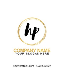Escritura a mano con logotipo inicial Carta de diseño HP