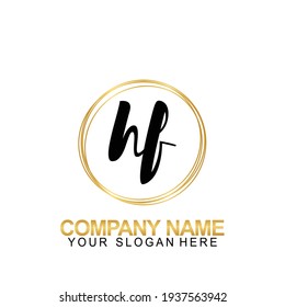 Handwriting Initial Logo Design Letter HF