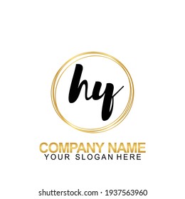 Escritura a mano Letra de diseño del logotipo inicial HY