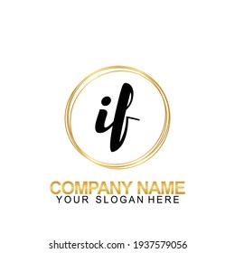 Handwriting Initial Logo Design Letter IF