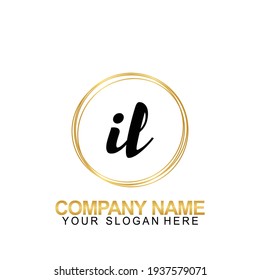 Letra inicial de diseño del logotipo de escritura a mano IL