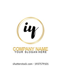 Handwriting Initial Logo Design Letter IY