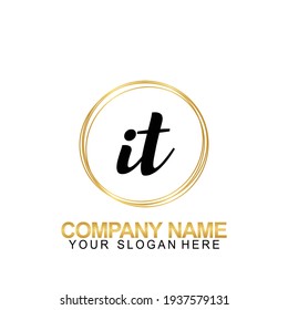 Handwriting Initial Logo Design Letter IT