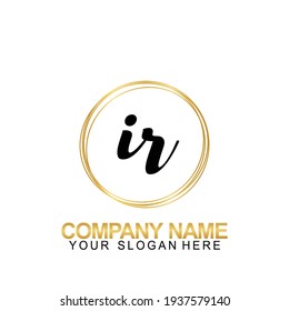 Letra inicial de diseño de logotipo para escritura a mano IR