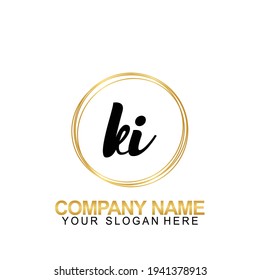 Handwriting Initial Logo Design Letter KI