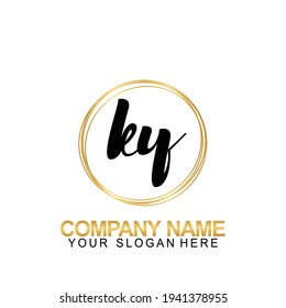 Handwriting Initial Logo Design Letter KY