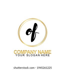 Handwriting Initial Logo Design Letter OF