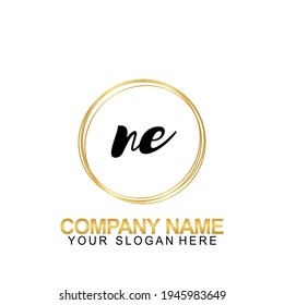 Escritura a mano Letra de diseño de logotipo inicial NE