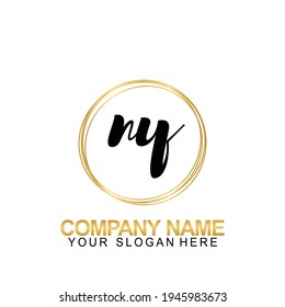 Handwriting Initial Logo Design Letter NY