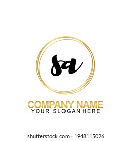 Escritura a mano Letra de diseño de logotipo inicial SA