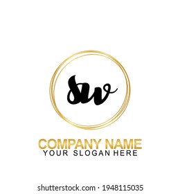 Escritura a mano Letra de diseño de logotipo inicial SW