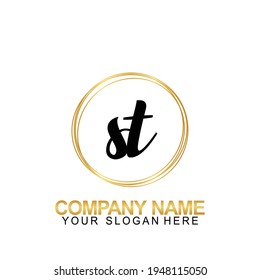 Escritura a mano Letra de diseño de logotipo inicial ST