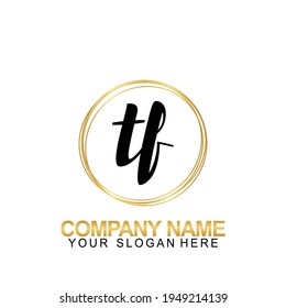 Handwriting Initial Logo Design Letter TF