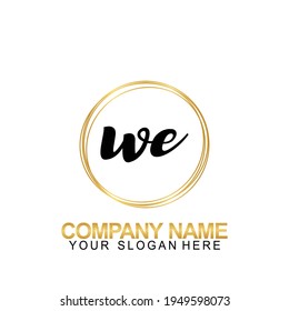 Handwriting Initial Logo Design Letter WE