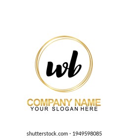 Escritura a mano Letra de diseño de logotipo inicial WB