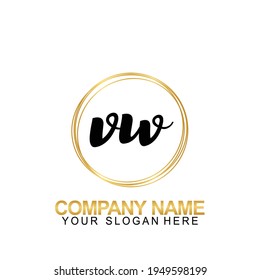 Handwriting Initial Logo Design Letter VW