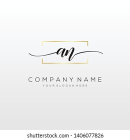 AN handwriting initial logo template vector.