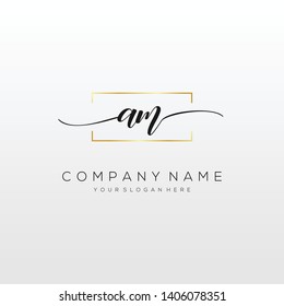 AM handwriting initial logo template vector.