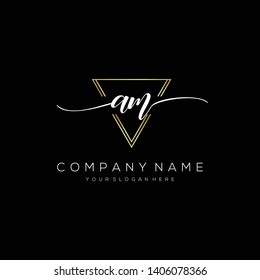 AM handwriting initial logo template vector.