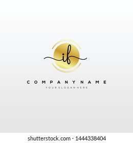 IF handwriting initial logo template vector.