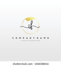 IF handwriting initial logo template vector.