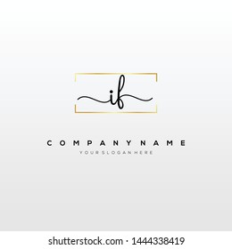 IF handwriting initial logo template vector.