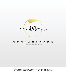 IN handwriting initial logo template vector.
