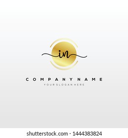 IN handwriting initial logo template vector.