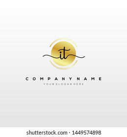 IT handwriting initial logo template vector.