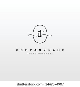 IT handwriting initial logo template vector.