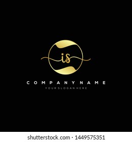 IS handwriting initial logo template vector.