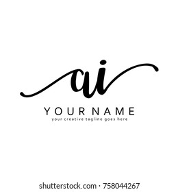 Handwriting A & I initial logo template vector