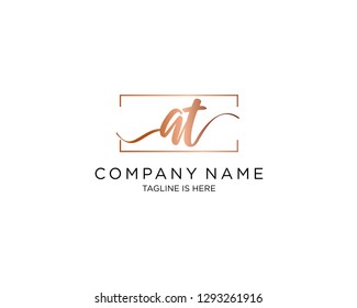 AT handwriting initial  logo vector