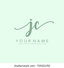 Handwriting J & C initial logo template vector