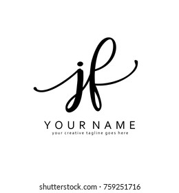 Handwriting J & F initial logo template vector