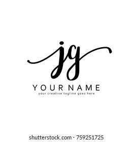 Handwriting J & G initial logo template vector