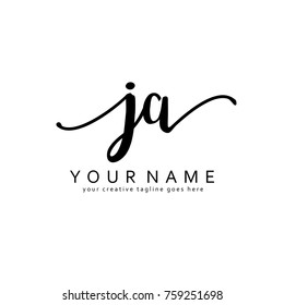 Handwriting J & A initial logo template vector