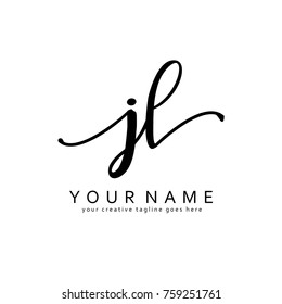 Handwriting J & L initial logo template vector